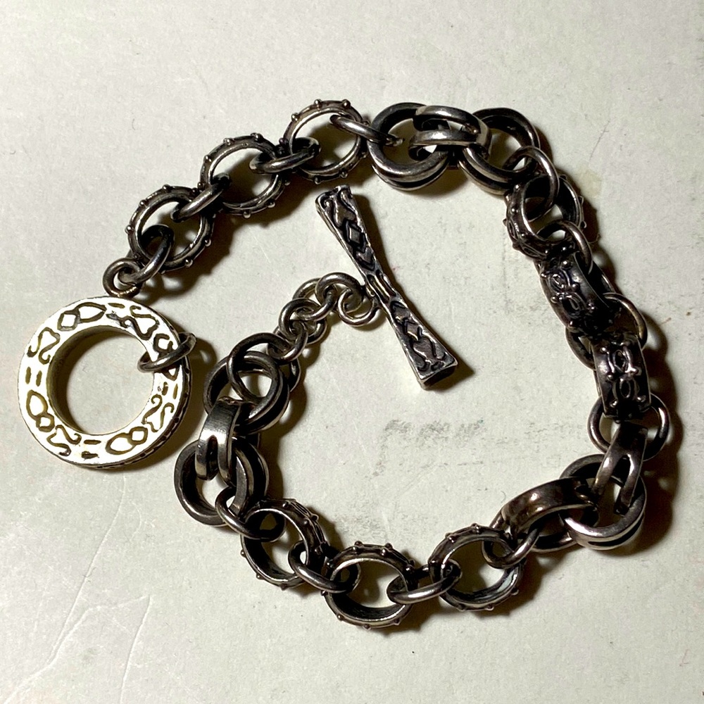 925 Silver Chunky Statement Link Chain Bracelet T… - image 2